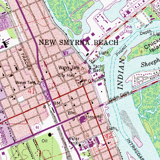 Topographic Map of New Smyrna Beach Fire Department, FL