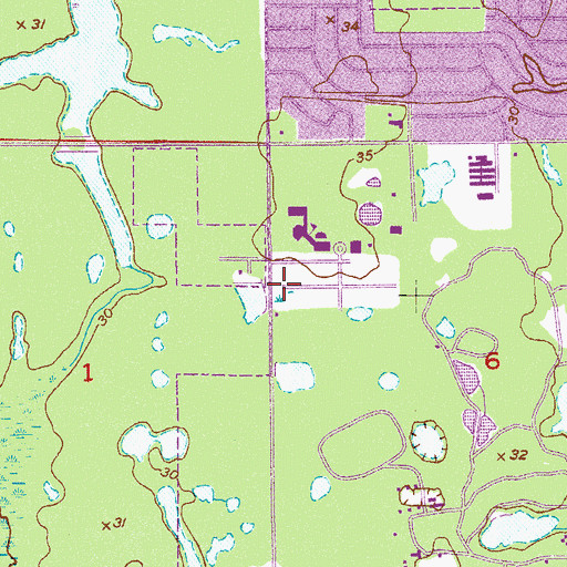 Topographic Map of Melbourne Fire Department Station 77, FL