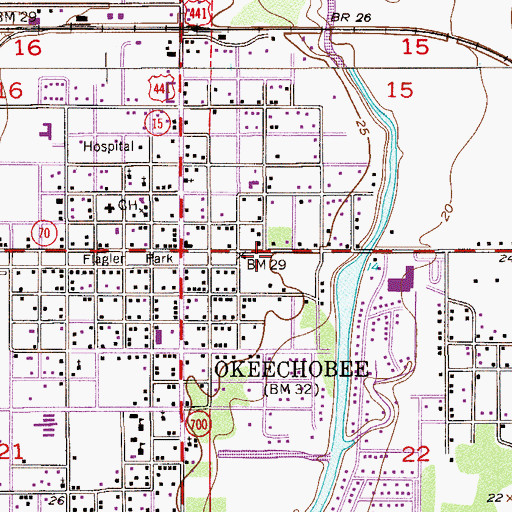 Topographic Map of City of Okeechobee Fire Department, FL