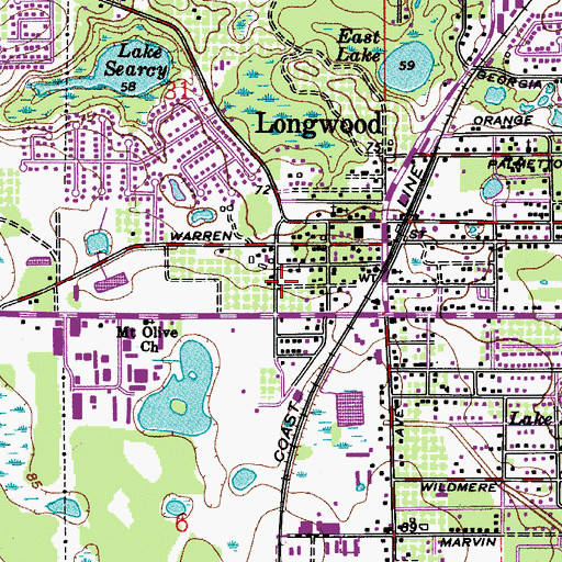 Topographic Map of Longwood Fire Marshal's Office, FL