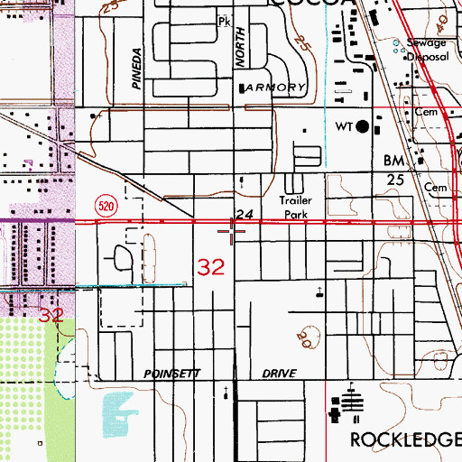 Topographic Map of Cocoa Fire Department Station 2, FL