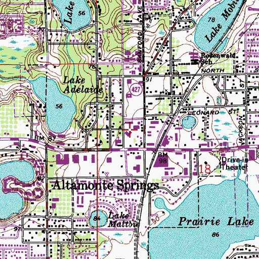 Topographic Map of Seminole County Fire Department Station 11, FL