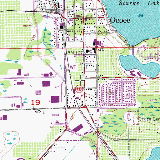 Topographic Map of Ocoee Fire Department Station 25, FL