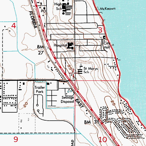 Topographic Map of Rockledge Fire Department Station 1, FL