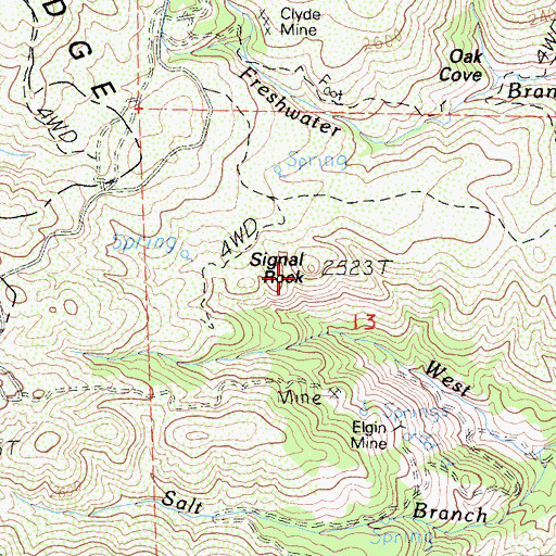 Topographic Map of Signal Rock, CA