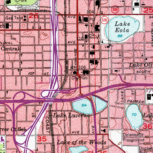 Topographic Map of Orlando Fire Department Administration, FL