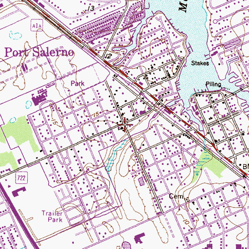 Topographic Map of Port Salerno Fire Department, FL