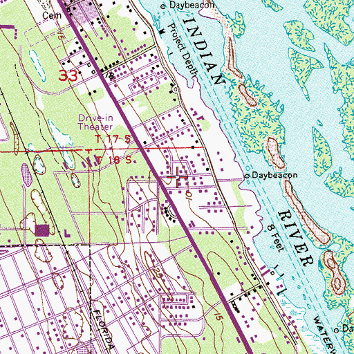 Topographic Map of Edgewater Department of Fire Rescue Station 55, FL