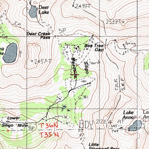 Topographic Map of Siligo Meadows, CA