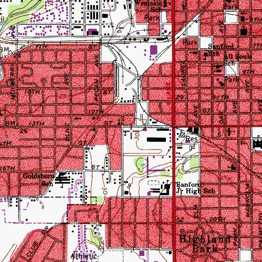 Topographic Map of Sanford Fire Department Station 31, FL