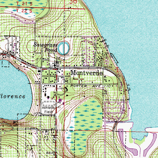 Topographic Map of Montverde Fire Department, FL