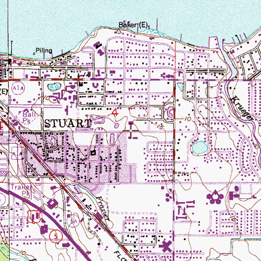 Topographic Map of Stuart Fire Rescue Station 1 Headquarters, FL