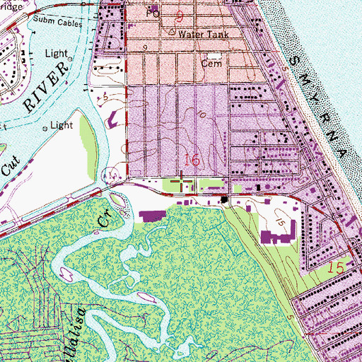 Topographic Map of New Smyrna Beach Fire and Rescue Fire Department Station 52, FL