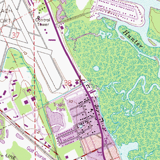 Topographic Map of New Smyrna Beach Fire and Rescue Fire Department Station 53, FL