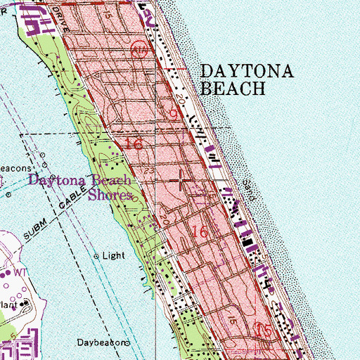 Topographic Map of Daytona Beach Fire Department Station 2, FL