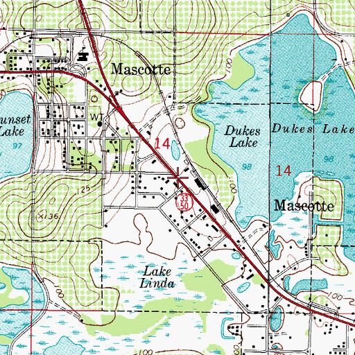 Topographic Map of Mascotte Fire Department Station 91, FL