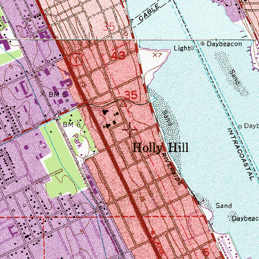 Topographic Map of Holly Hill Fire Rescue Station 96, FL