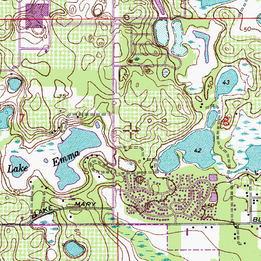 Topographic Map of Lake Mary Fire Department Maintenance, FL
