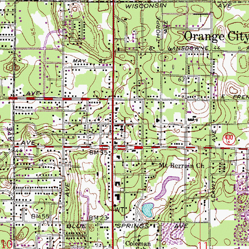 Topographic Map of Orange City Fire Department, FL