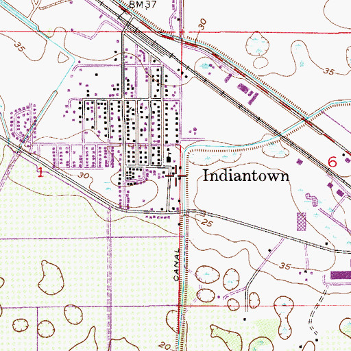 Topographic Map of Booker Park Fire Department, FL