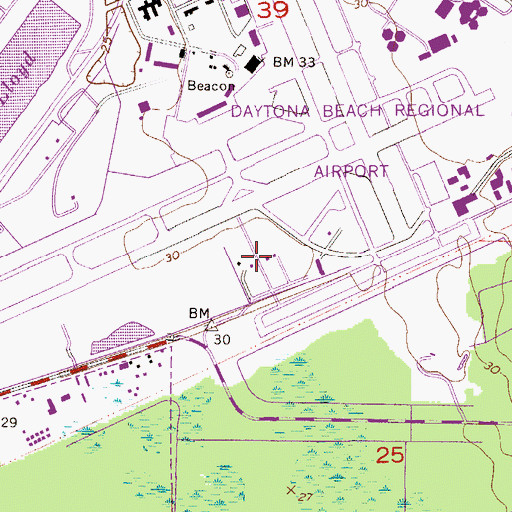 Topographic Map of Volusia County Fire Rescue Daytona Beach International Airport Station 17, FL