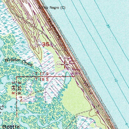 Topographic Map of Volusia County Fire Services Station 21 South Beach, FL
