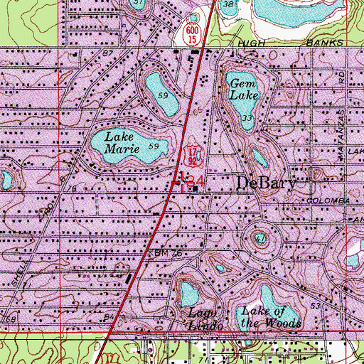 Topographic Map of Volusia County Fire Station 33 Debary, FL