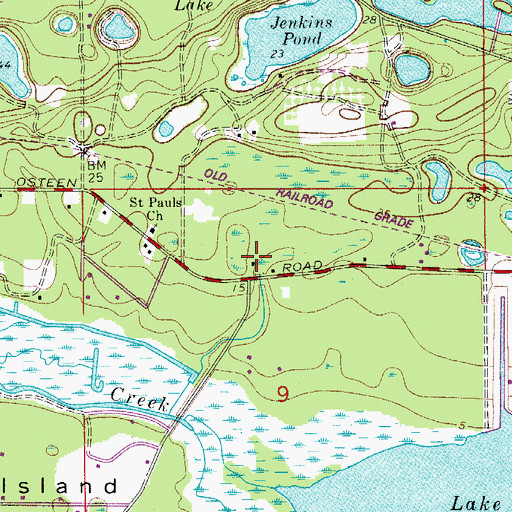 Topographic Map of Volusia County Fire Services Station 34 Indian Mound, FL