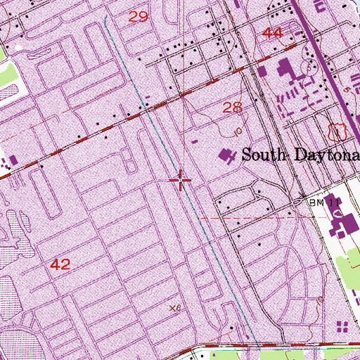 Topographic Map of South Daytona Fire Department Station 2, FL