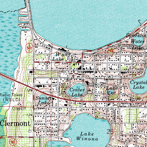Topographic Map of Clermont Fire Department Support Services, FL