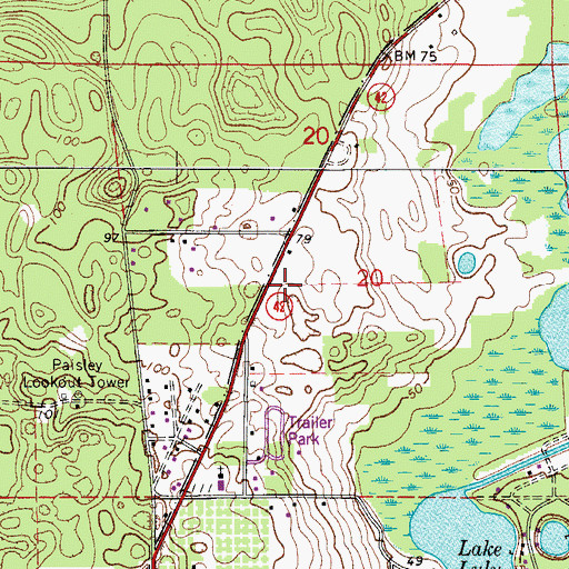 Topographic Map of Lake County Fire Rescue Station 13, FL