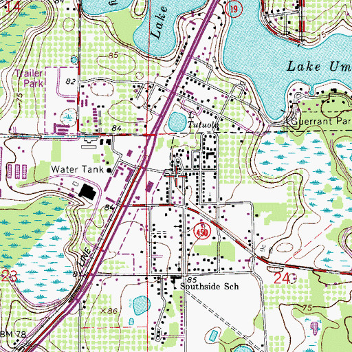 Topographic Map of Lake County Fire Rescue Station 19 - Support Services, FL