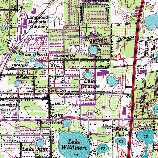 Topographic Map of Longwood Fire Department Station 17, FL