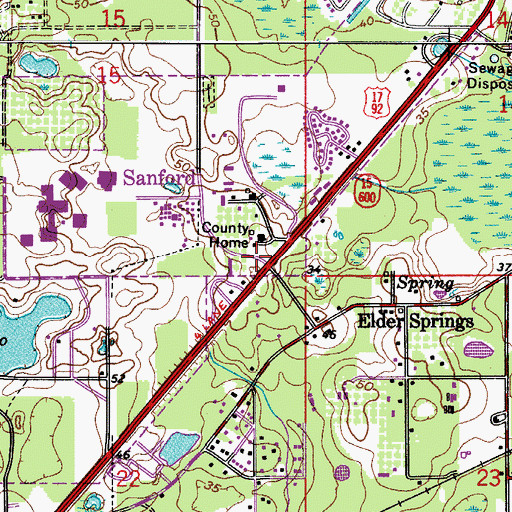 Topographic Map of Seminole County Fire Department Station 35, FL