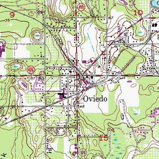 Topographic Map of Oviedo Fire Department Station 2, FL