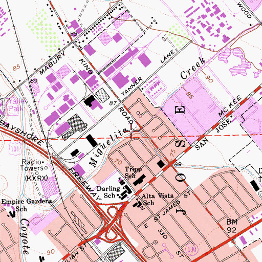 Topographic Map of Silver Creek, CA