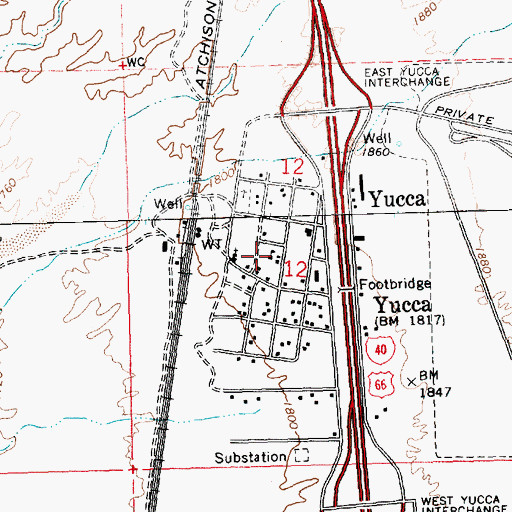 Topographic Map of Yucca Elementary School, AZ