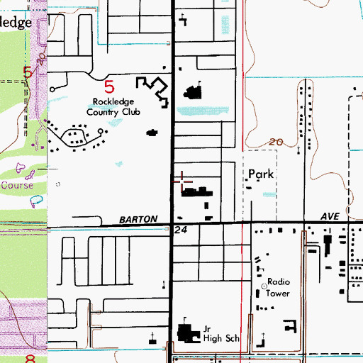 Topographic Map of Rockledge Fire Department Station 2, FL