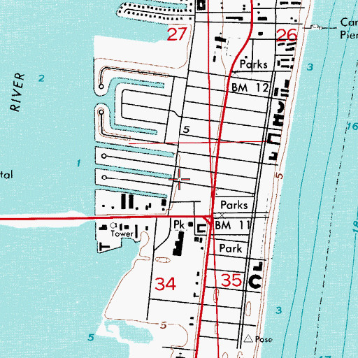 Topographic Map of Cocoa Beach Fire Department Station 2, FL