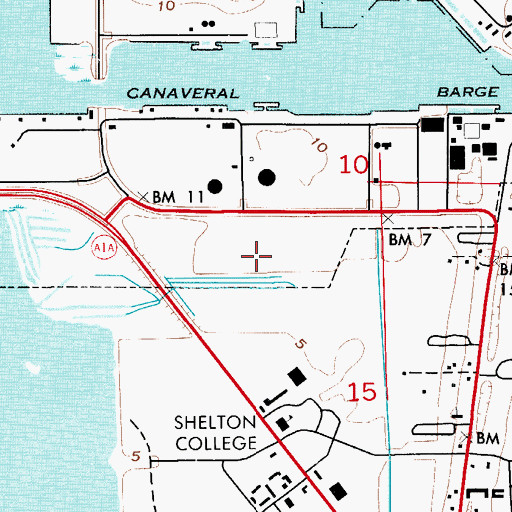 Topographic Map of Cape Canaveral Volunteer Fire Department Station 52, FL