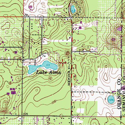 Topographic Map of Orange County Fire Rescue Station 27, FL