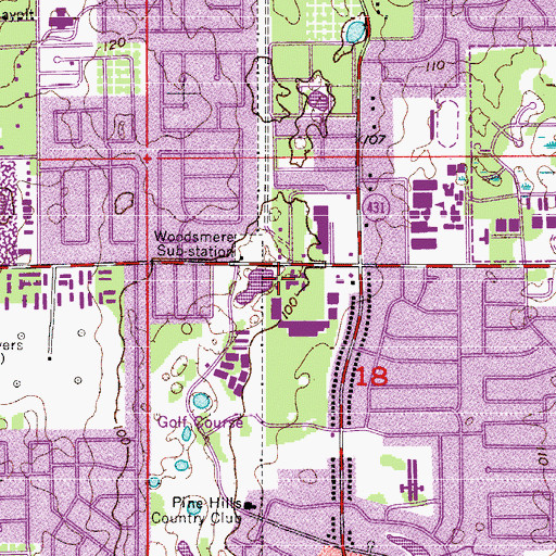 Topographic Map of Orange County Fire Rescue Station 42, FL