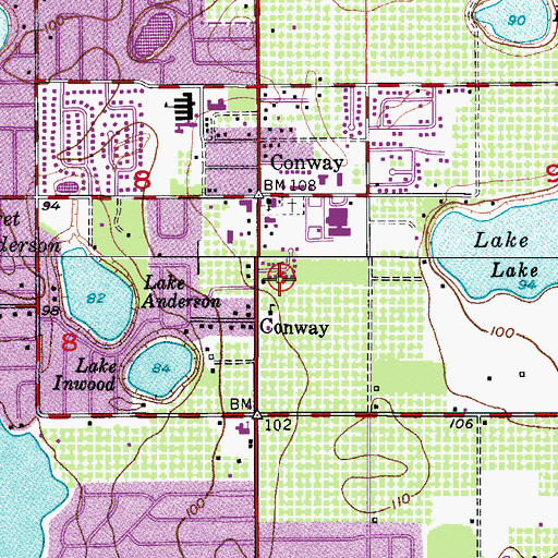 Topographic Map of Orange County Fire Rescue Station 72, FL