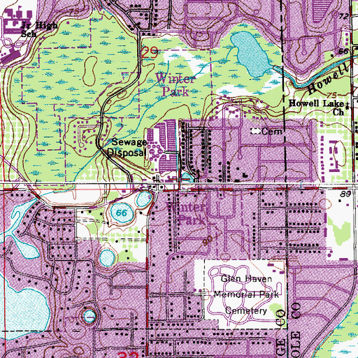 Topographic Map of Winter Park Fire Department Station 64, FL