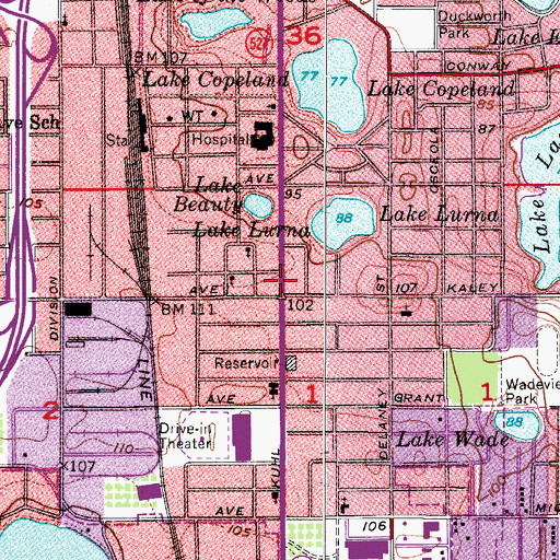 Topographic Map of Orlando Fire Department Station 5, FL