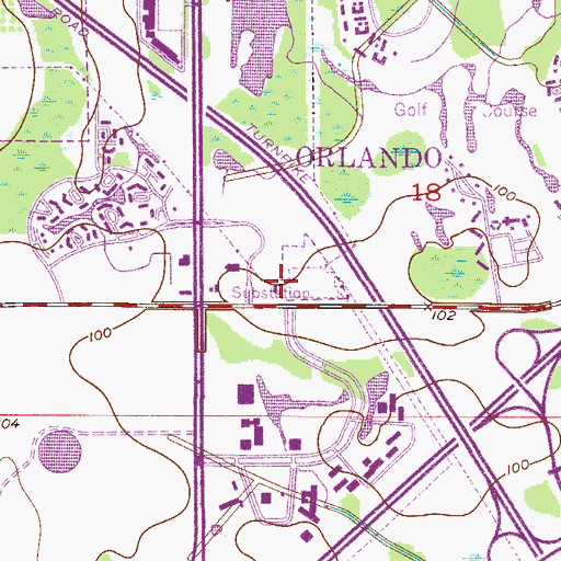 Topographic Map of Orlando Fire Department Station 10, FL