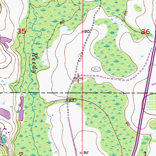 Topographic Map of Reedy Creek Fire and Rescue Station 2, FL