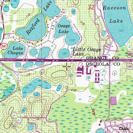 Topographic Map of Osceola County Fire Rescue Station 71, FL