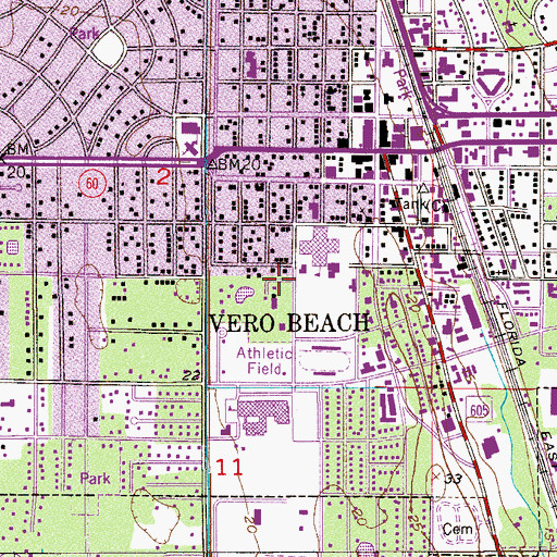 Topographic Map of Indian River County Fire / Rescue Prevention Bureau, FL