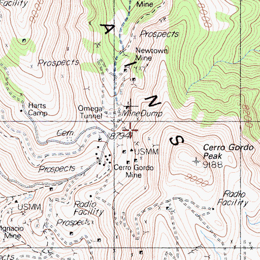 Topographic Map of Silver Spear Mine, CA